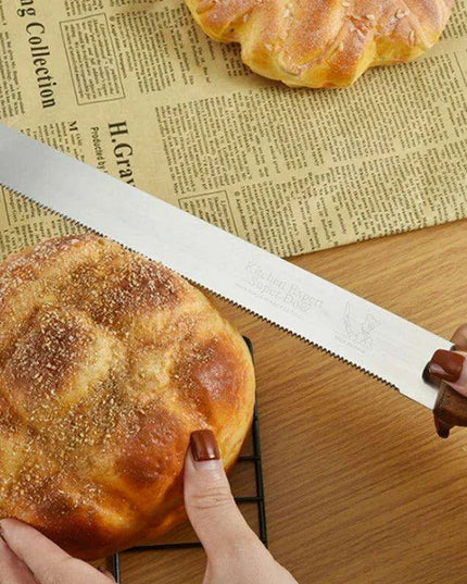 Bakery Master Professional Grade Stainless Steel Bread Slicing Knife Set with Ergonomic Wooden Handles