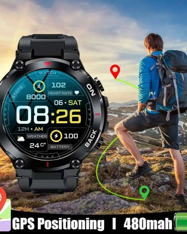 Men's Waterproof Fitness GPS Smartwatch with Advanced Health Monitoring and Long Battery Life