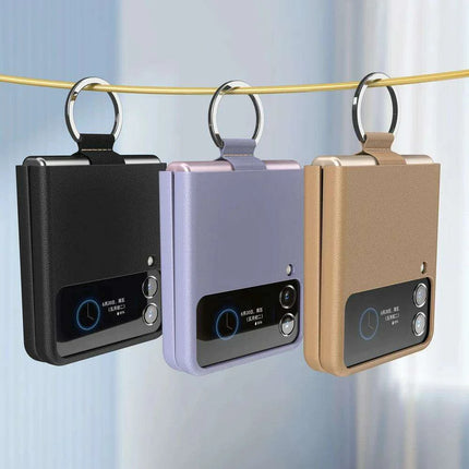 Luxurious Cowhide Leather Wallet Case with Lanyard for Samsung Galaxy Z Flip 3 - Premium Quality Design