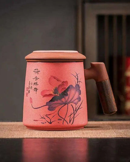 Sophisticated Purple Clay Travel Tea Mug Set with Infuser and Lid - 400ml for Office and Leisure