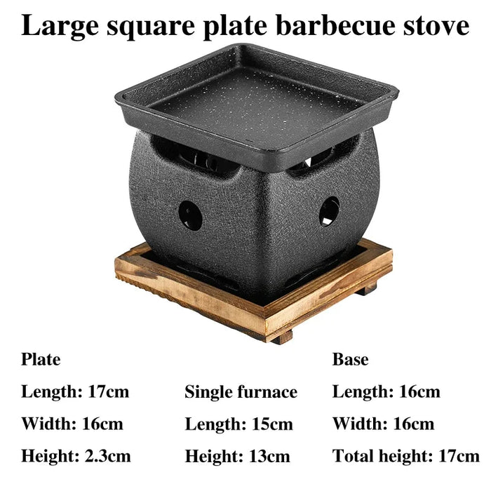 Japanese Style Charcoal Grill & Tea Maker - Portable Cooking Set with Korean BBQ Plate