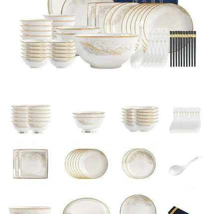 Elegant White Korean Ceramic Dinnerware Set for Refined Dining