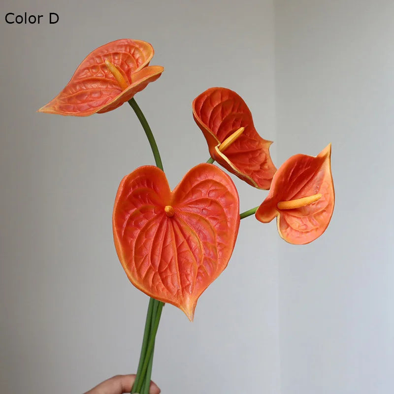 Bling Bling Case Luxury 4Pcs Real Touch White Anthurium Flowers