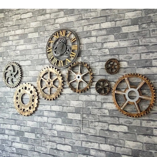 Luxury Vintage Gear Wall Sculpture - Elegant Metal Art for Sophisticated Home Decor