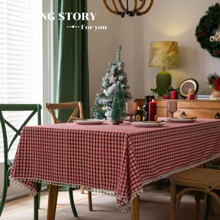 Red Christmas Tablecloths For Events And Weddings Plaid Cotton Polyester Blend