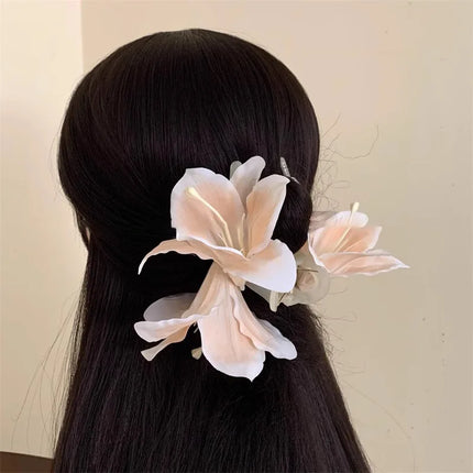 Bohemia Barrettes Lilium Flower Hair Claw Ponytail Clip Large Shark Cl