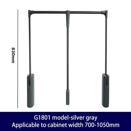 Retractable Pull-Down Wardrobe Rail — Hydraulic Double Buffer, 35kg, Aluminium | Très Elite