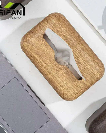 Elegant Walnut Tissue Holder for Modern Workspace Chic