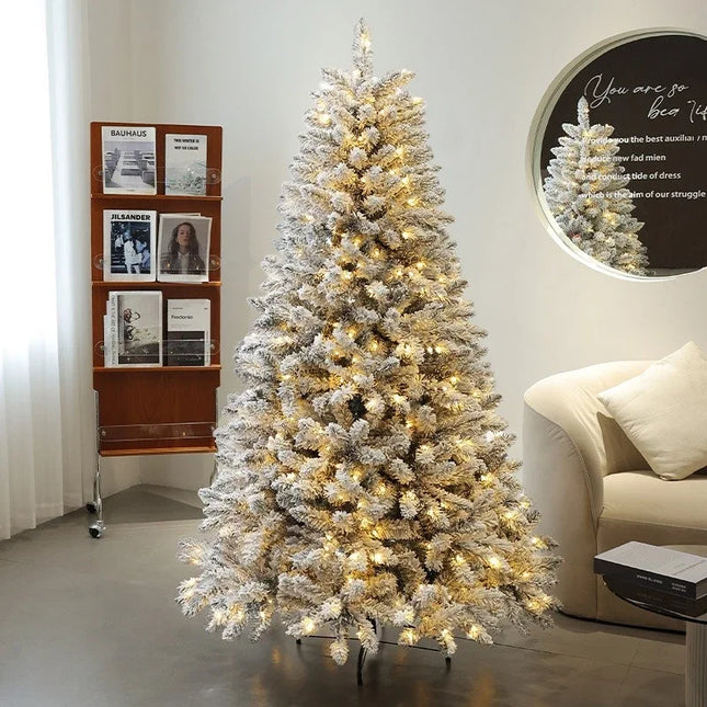 Snow-Flocked Artificial Christmas Tree, 1.2–2.1 m, Lighted or Unlit