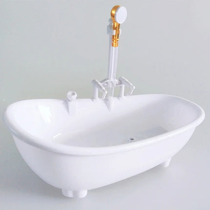 Miniature Electric Dollhouse Bathtub — 1:6 Scale Spraying Water Toy, 22.3×11.5×17.5cm