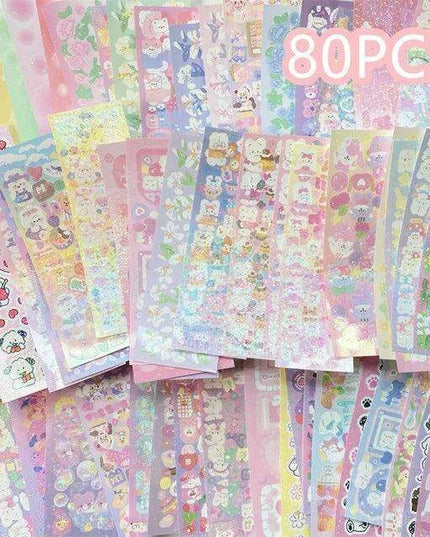 Kawaii Korean Random Laser Sticker Collection - Assorted Craft Supplies for Creative Fun
