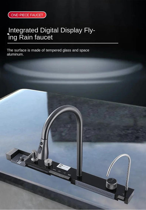 304 Stainless Steel Waterfall Kitchen Sink Faucet Set with Digital Display