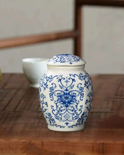 Hand-Painted Porcelain Floral Vase Jar - Stylish Tea Storage and Home Decor Piece