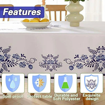 Elegant Spring-Inspired Blue and White Porcelain Rectangular Tablecloth for Memorable Celebrations
