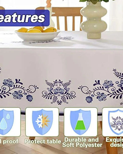 Elegant Spring-Inspired Blue and White Porcelain Rectangular Tablecloth for Memorable Celebrations