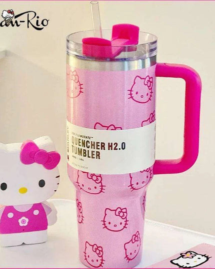 Hello Kitty 40Oz Insulated Stainless Steel Mug with Handle and Straw