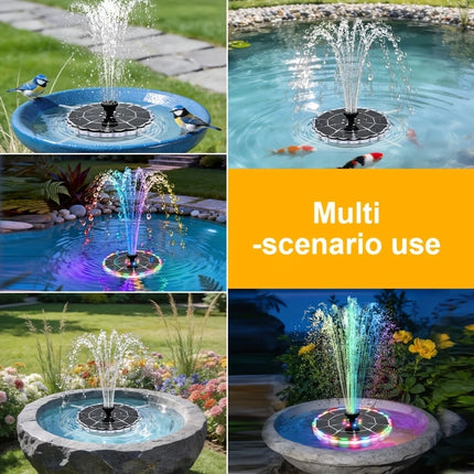 BaiAT02 Solar Fountain with LED Lights & 8 Nozzles, 1800mAh Battery