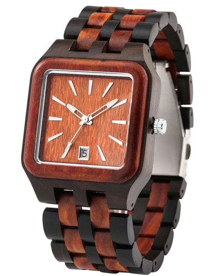 Eco-Conscious Style: Men's Artisan Wooden Quartz Watch with Vibrant Multicolor Band