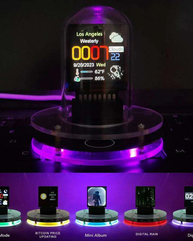 Vintage Nixie Tube Alarm Clock with RGB Lighting and Bitcoin Price Tracker