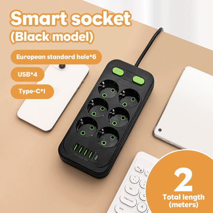 AXUS Store 4-Socket Power Strip with 2 USB & 1 Type-C Ports, 2500W