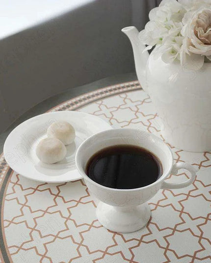 Elegant French Medieval Bone China Tea Cup and Saucer Set