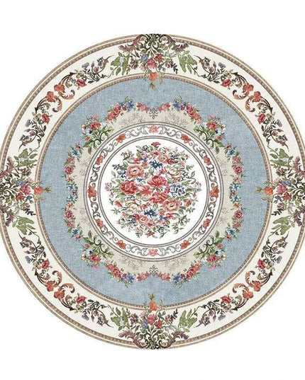 Vintage European Round Plush Area Rug - Soft, Washable Carpet for Cozy Spaces