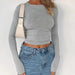 Chic Y2K Vibes: Women's Slim Fit Long Sleeve Top - Retro Street Style Essential