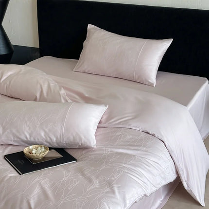 Long Staple Cotton Jacquard Bedding Set – Luxury Duvet Cover, Bedsheet & Pillowcases