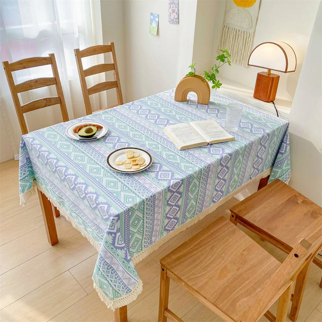 Jacquard Lace Tablecloth — Bohemian & Blue Song, 9 Sizes