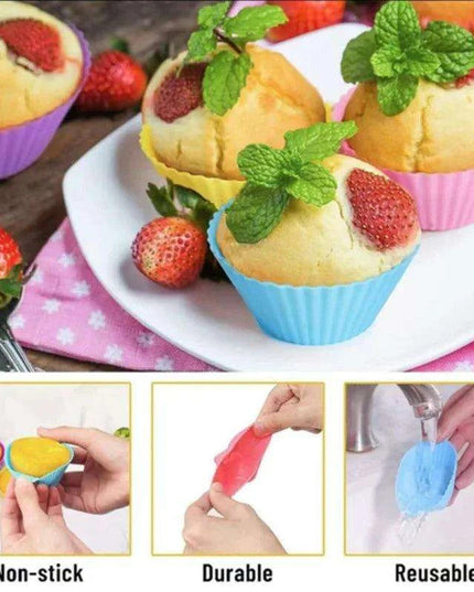 Silicone Baking Molds Collection - 6/12 Pack Non-Stick Round & Heart Shapes for Creative Dessert Making