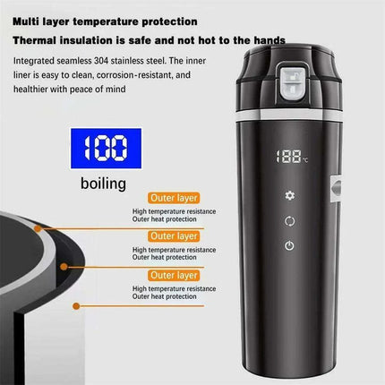 Smart 500ml Heated Travel Mug with Custom Temperature Control for Cars