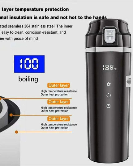 Smart 500ml Heated Travel Mug with Custom Temperature Control for Cars