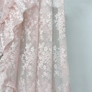 Pink Flower Ripple Sheer Lace Curtain Valance – Rod Pocket, Custom Width