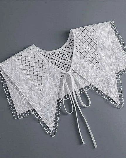 Embroidered Lace Detachable Collar for Women - Elegant White Shawl Accessory