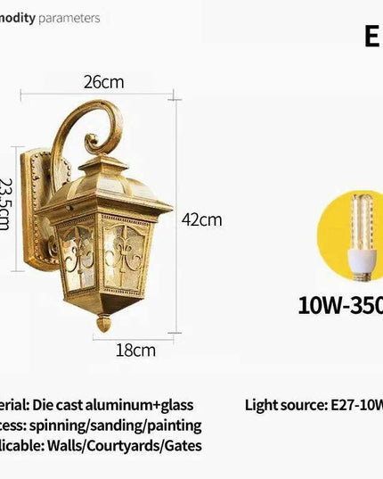 Elegant Waterproof Outdoor Wall Lantern for European-Style Gardens and Patios