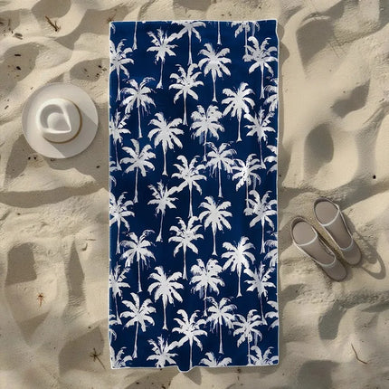 A20MaoX Blue Tone Palm Tree Beach Towel - Soft Quick-Dry Microfiber