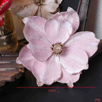 Artificial Glitter Christmas Flower Ornament, Assorted Styles & Colours