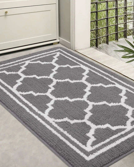 Luxurious Non-Slip Microfiber Welcome Mat: Chic Moisture-Absorbing Rug for Entryways