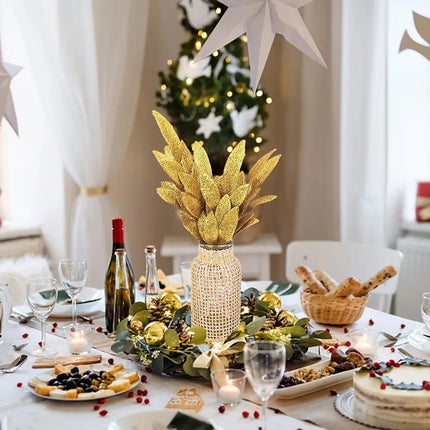 Glitter Artificial Bay Leaf Branches for Christmas Trees, Wreaths & Crafts