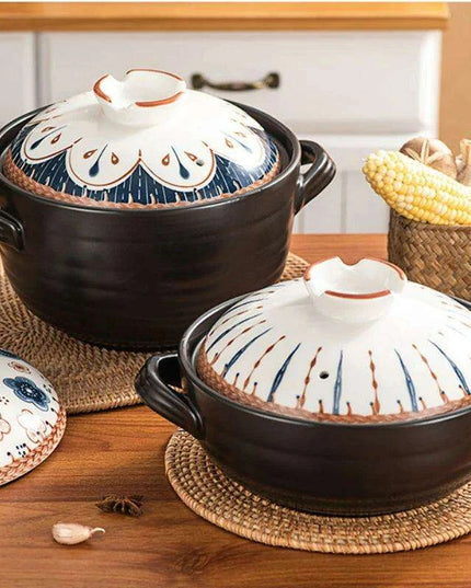 Authentic Japanese Lithium Stone Clay Stockpot - Durable Casserole Pot for Gas Stove Cooking