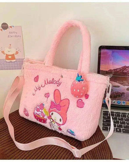 Kawaii Sanrio Plush Character Bags - Iconic Cinnamoroll, My Melody, Kuromi, Hello Kitty - Stylish Shoulder & Crossbody Set