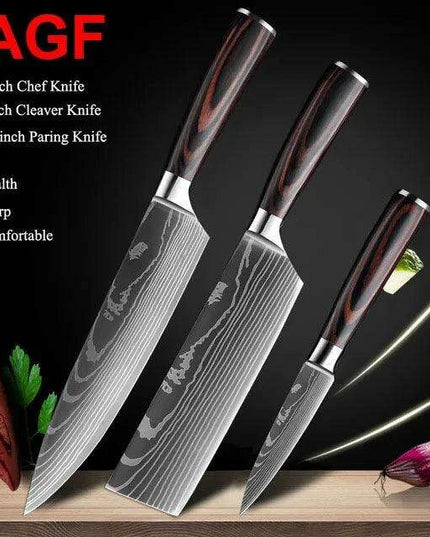 Exquisite Damascus Steel Chef Knife Collection - 1-10Pcs Japanese Santoku and Utility Knives for Culinary Excellence