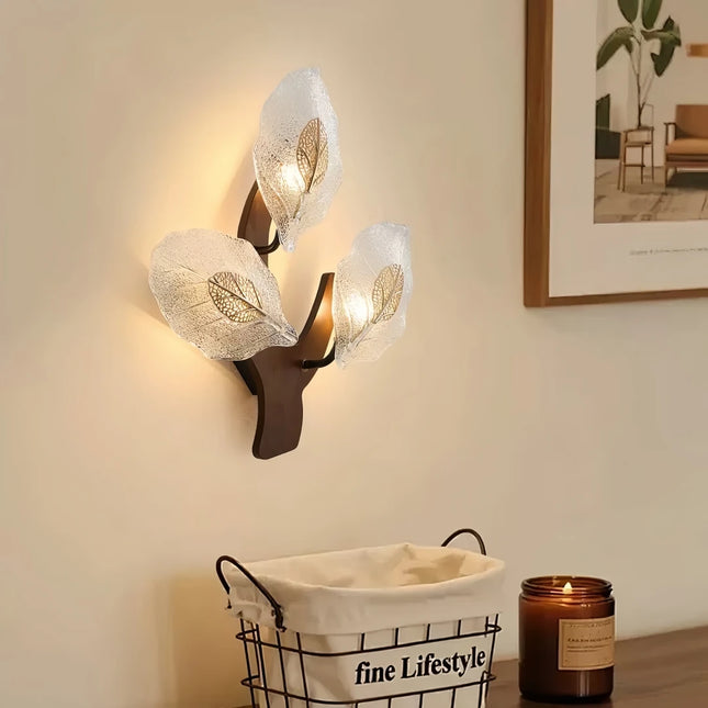 Glowpro Natural Double Leaf Wall Light - Minimalist, Warm Organic Deco