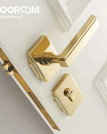 Luxurious PVD Gold and Chrome Double Lever Door Handle Set for Bedrooms and Bathrooms