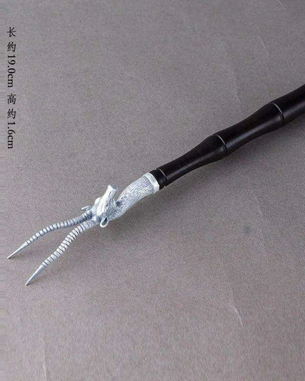 Elegant Japanese Copper Teapot Set with Silver Fork and Iron Stand