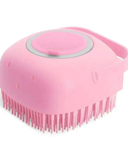 Silicone Pet Grooming Brush with Shampoo Dispenser - 2.7oz Capacity for Easy Bathing