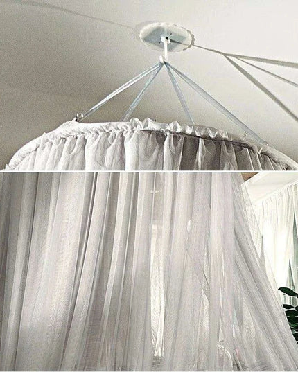 Chic Grey Lace Mosquito Net Canopy - Enchanting Sleep Sanctuary for Insect-Free Dreams