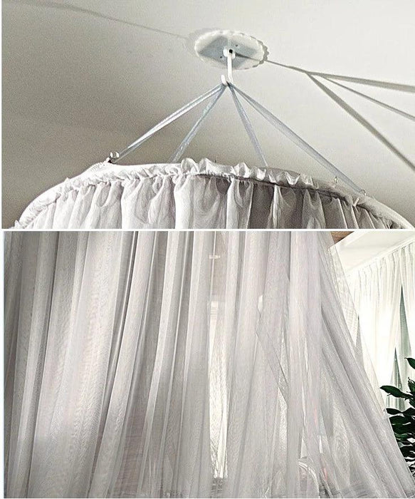 Chic Grey Lace Mosquito Net Canopy - Enchanting Sleep Sanctuary for Insect-Free Dreams