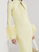 Sophisticated Women's Feathered Ankle-Length Dress with Stylish Lapel Sleeves for Autumn 2024