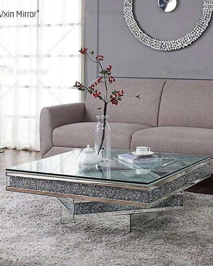 Glamorous Broken Diamond Mirror Coffee Table for Modern Living Rooms